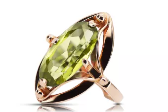 Ring Vintage Schmuck Gelber Peridot Originales Vintage-Roségold aus 14 Karat vrc047r